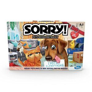 Sorry! Pets Behaving Badly Board Game Kids Ages 6+ for 2-4 Players Gameboard